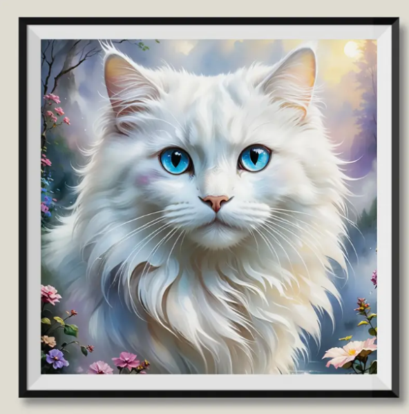 Diamond Painting Blauäugige Weisse Katze